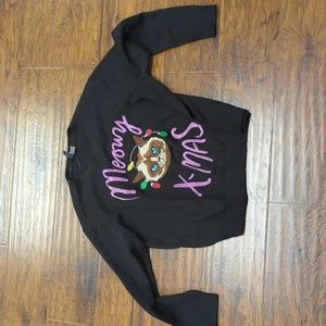 Meowy X-mas M Black Sweater